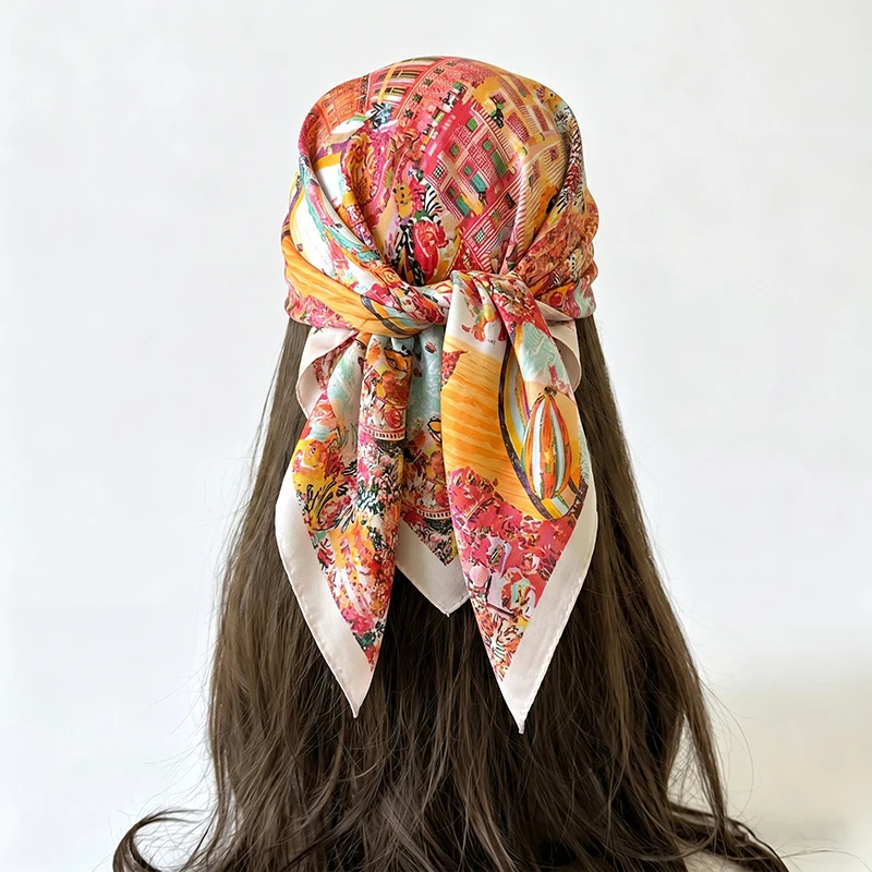 

Print Scarf Fashion Turban Hijab Luxury Bandana Headscarf Shawl Neckerchief Handkerchief Headband Windproof Square Female Wraps