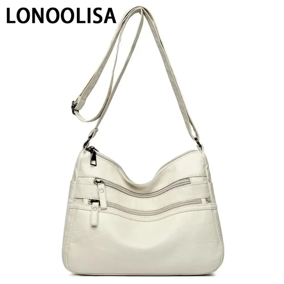 Vários bolsos de couro macio crossbody bolsas para as mulheres nova moda cor sólida feminina ombro tote bolsas sac um principal