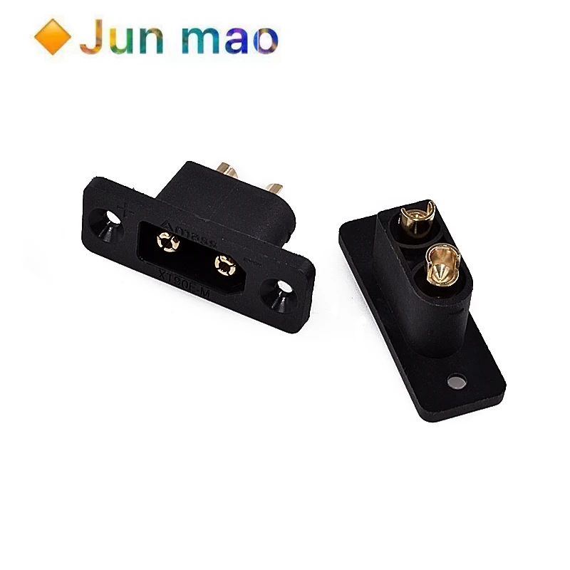 1set Xt90e-m male head with fixing hole, high current aircraft model electric regulating battery connector, gold-plated plug