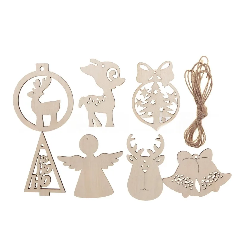 10 قطعة عيد الميلاد الحلي الخشبية للحرف اليدوية شريحة خشبية غير مكتملة الحلي شجرة عيد الميلاد الخشبية معلقة الديكور Crafts بها بنفسك الحرف #2