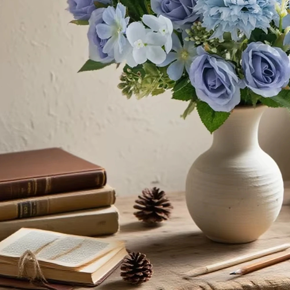 

5pcs Artificial Flowers Rose Wedding Wreath Home Room Festival Decorati Bridal Bouquet Outdoor Yard Garden DIY Gifts Accessories