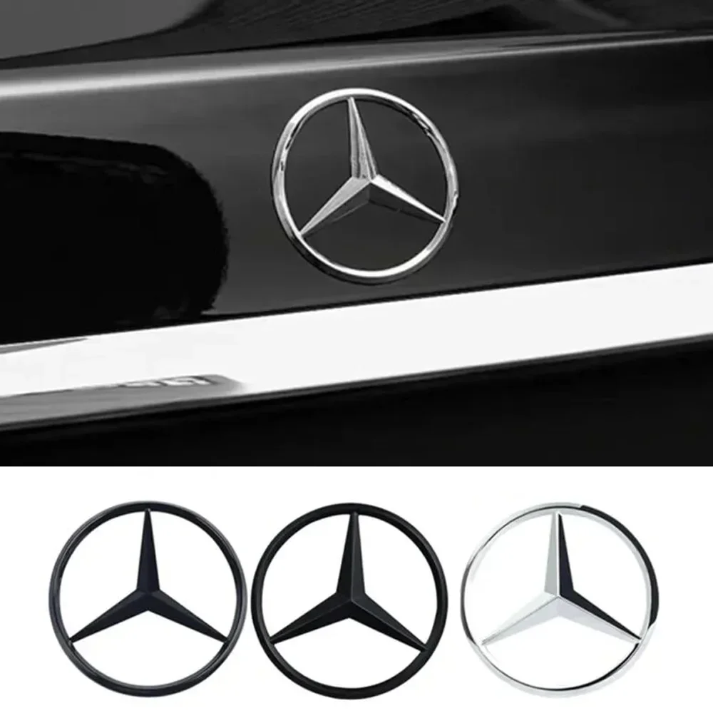 90mm ABS Chrome Black Logo Mercedes Emblem Rear Star Badge For Mercedes Benz W203 W206 W212 X253 W167 W166 W247 C E GLA GLC GLE