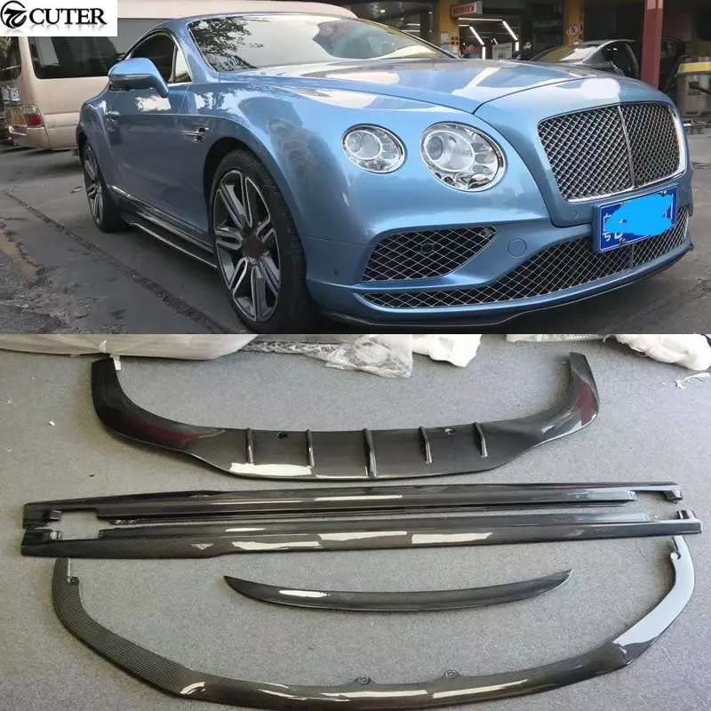 

GT W12 Style Carbon Fiber Front Bumper Lip Rear Bumper Diffuser Side Skirts Rear Spoiler for Bentley Gt Car Body Kit 15-17