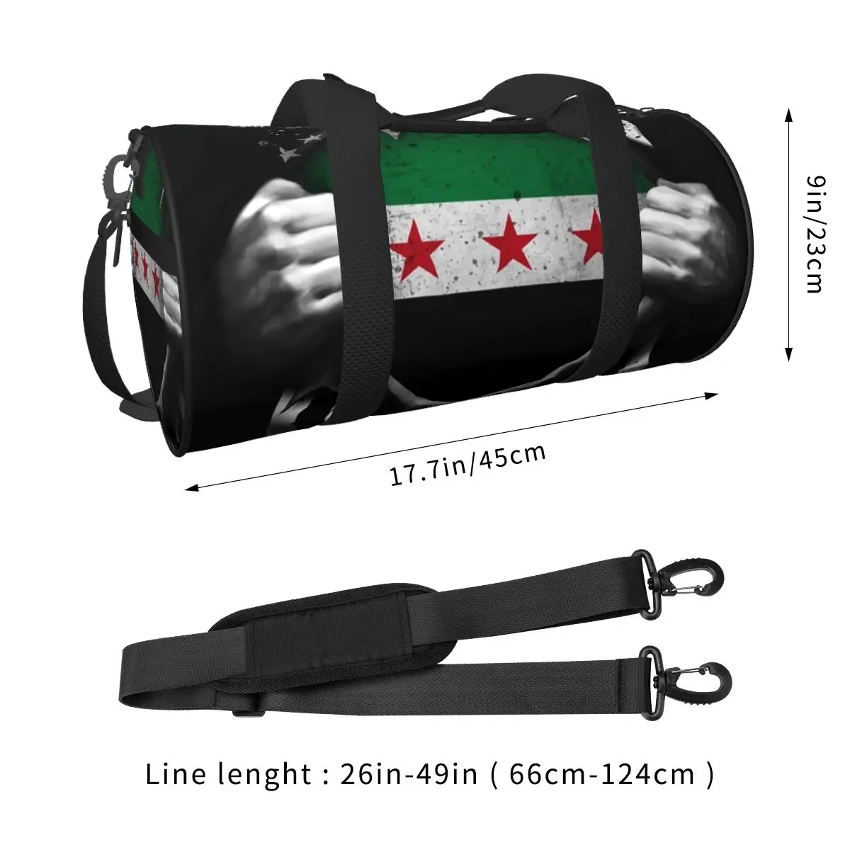 Syrian American Flag USA Syria Gym Bag Training Sports Bags Men's Pattern Large Capacity Retro Fitness Bag Portable Handbags