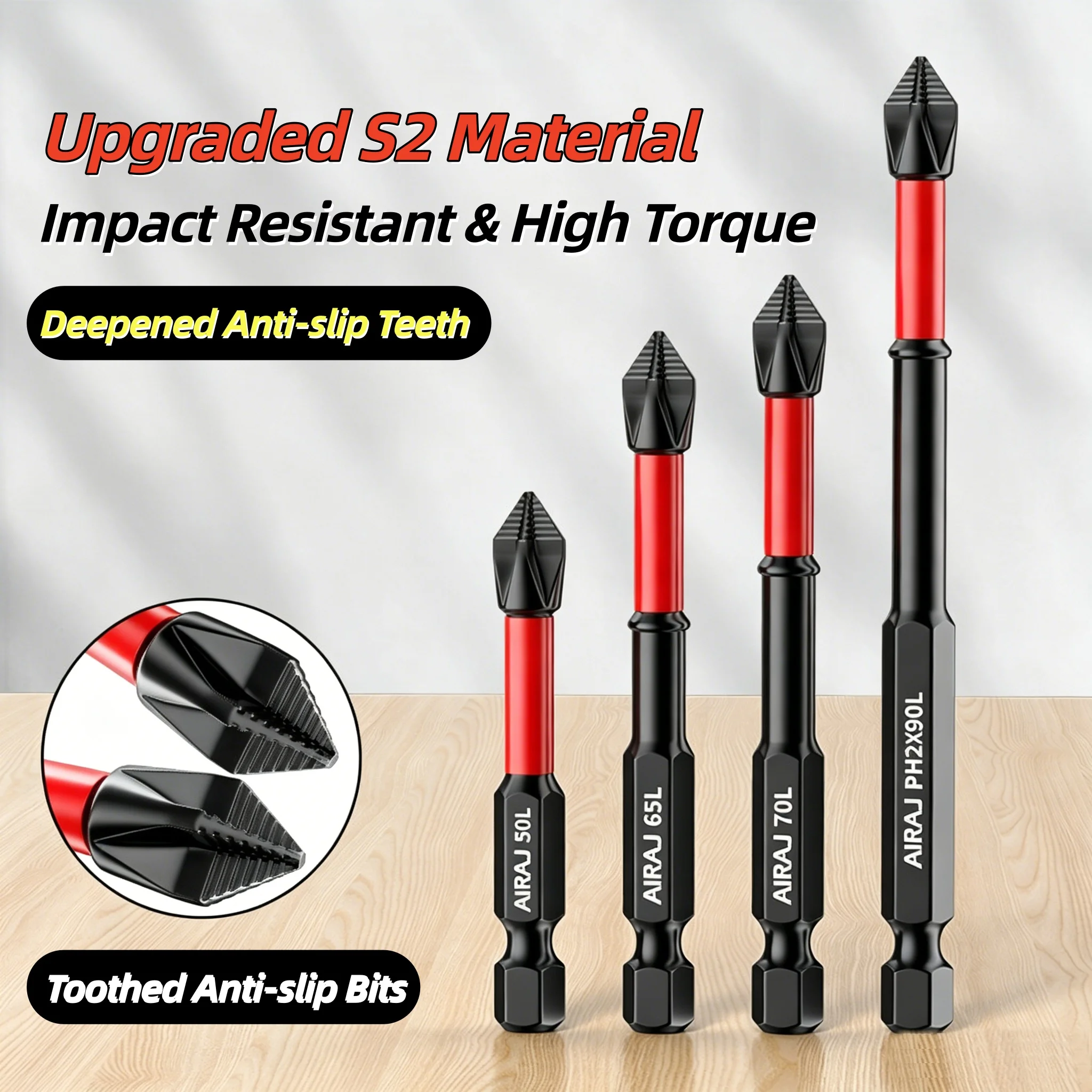 High Hardness Alloy Steel Impact Screwdriver Bit Set Strong Magnetic Non Slip DesignCross Bits Home Improvement Woodworking Tool