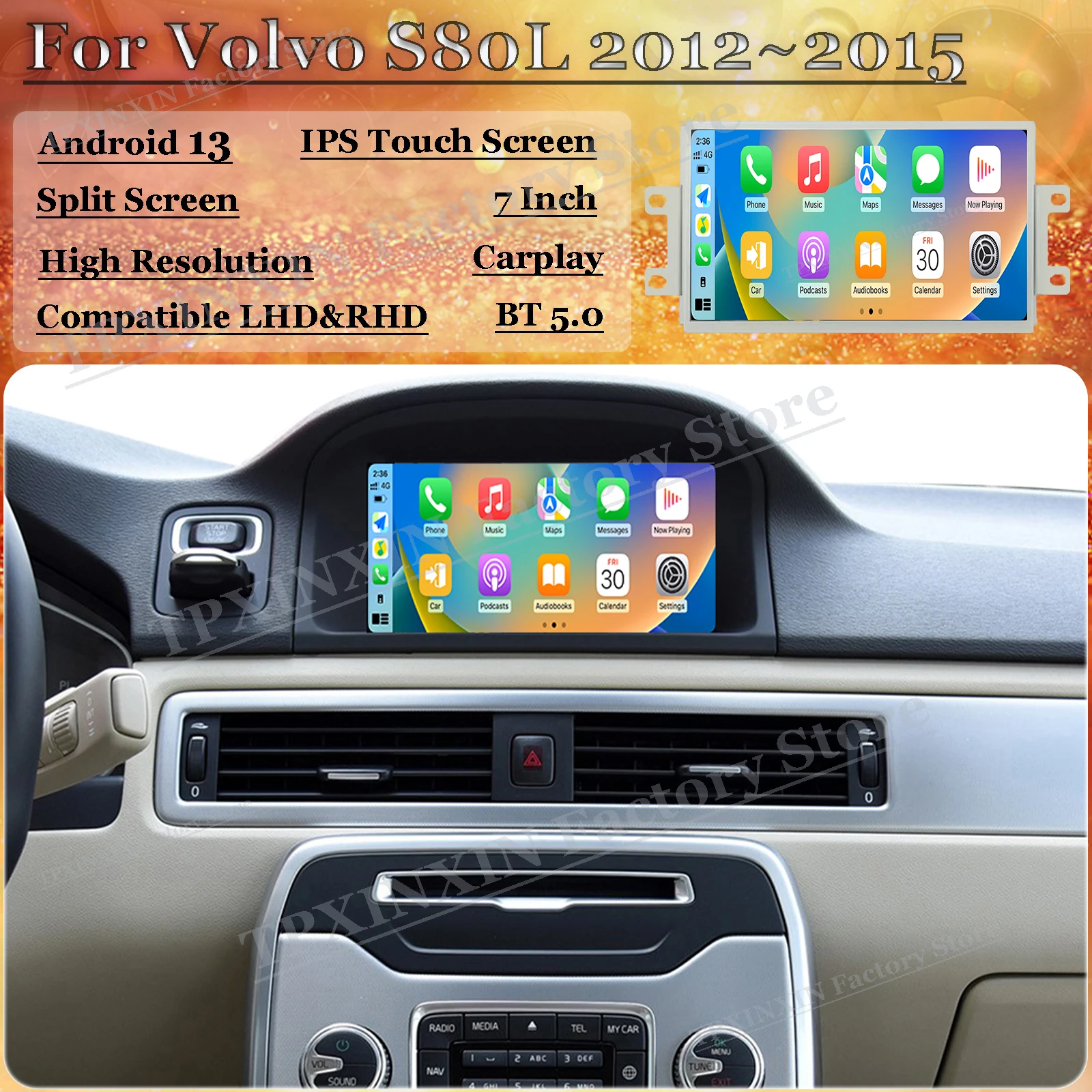 7 Inch 2025 new model Android Multimedia For Volvo S80L 2012~2015 GPS Navi Radio Cassette Recorder Stereo Carplay WiFi Head Unit