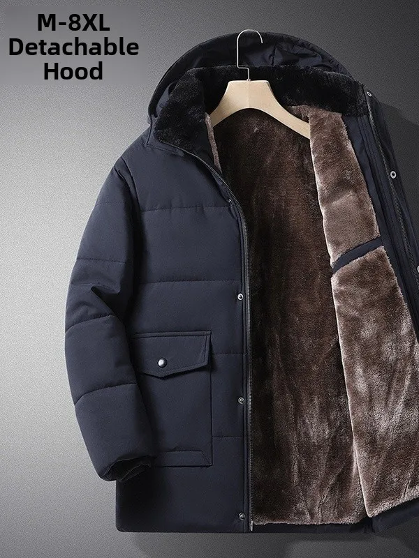 

Очень теплая зимняя хлопковая куртка для мужчин среднего возраста с отстегивающимся капюшоном, повседневный деловой стиль...