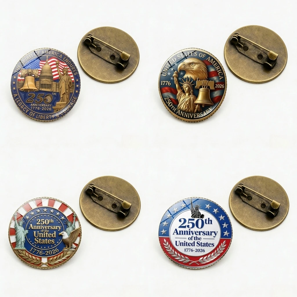 1776-2026 American Patriotic Badge 1776-2026 American Patriotic 250th Anniversary Of The United States Commemorative Pin