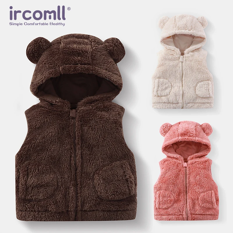 Ircomll Children's vest winter Fall Bape Plush Hooded Bear Outerwear For Girls Boys Children Coat Baby Top Waistcoat Girl Outfit