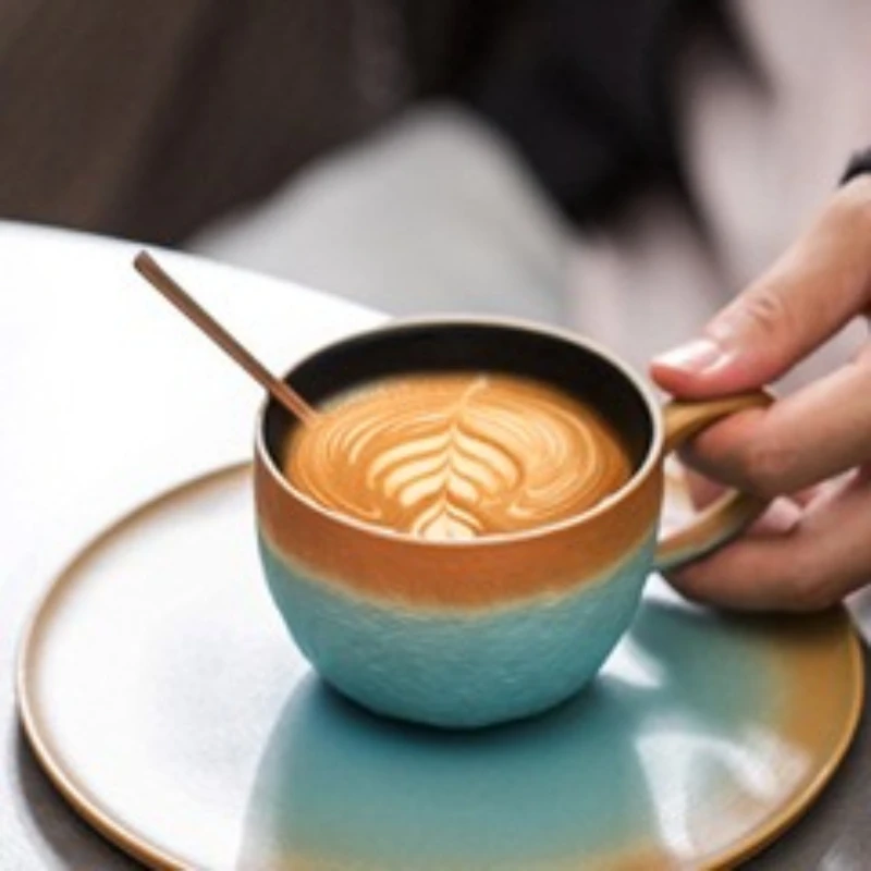 Ceramic Household Breakfast Cup Transformed From Kiln Couple Cup High Beauty Ear Hanging Afternoon Tea Coffee Cup