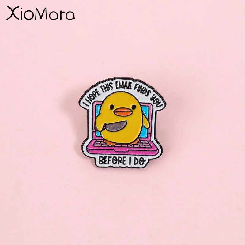 Cartoon Duck Pin Holder Knife Fun Worker Statement Decoration, Neutral Design, Daily Wear Accessory Gift