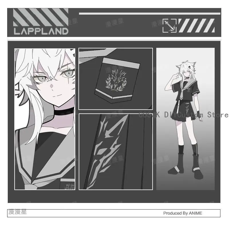 Game Lappland Arknights JK Sailor JK Uniform Summer College Short Sleeve T-shirt Tee Tops Skirt uit Student Cosplay Costume Suit