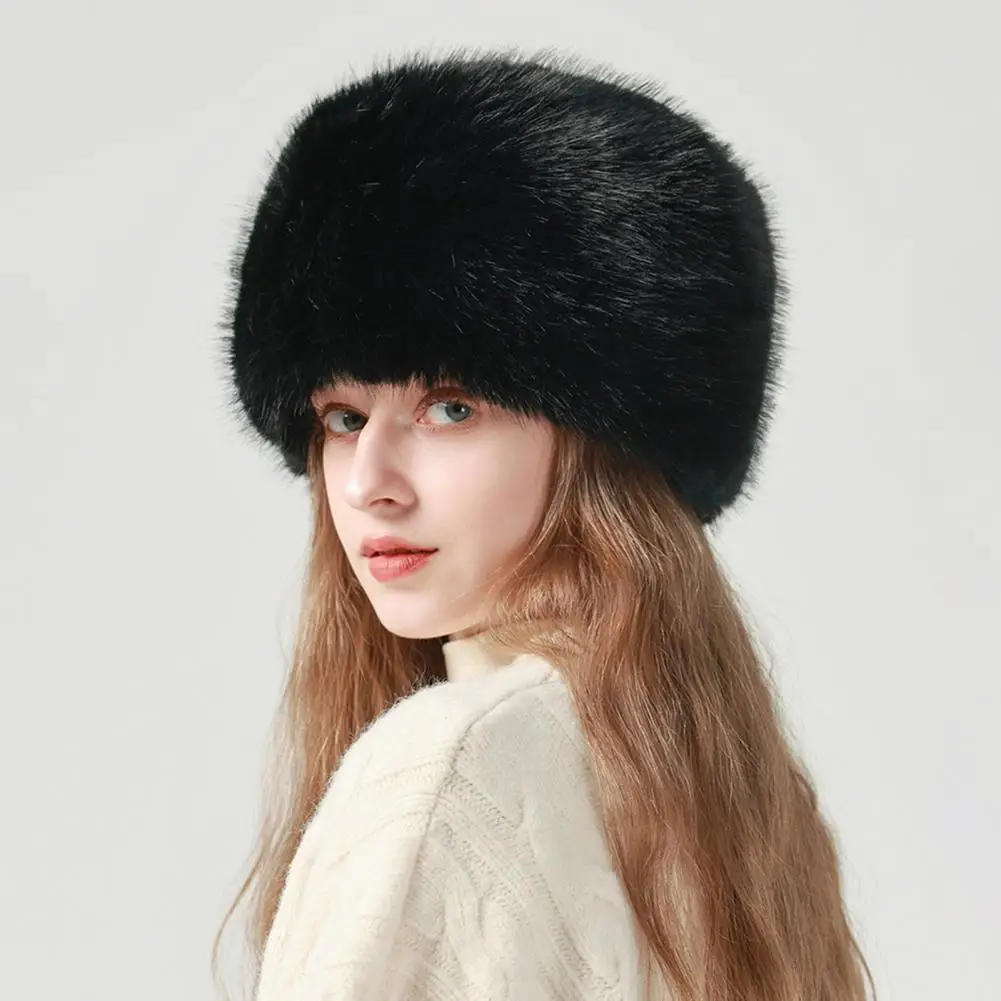 Face Winter Hat Women Faux Fur Hat Winter Quilted Lined Bucket Hat Thickened Fluffy Warm Skiing Cap for Weather for Weather