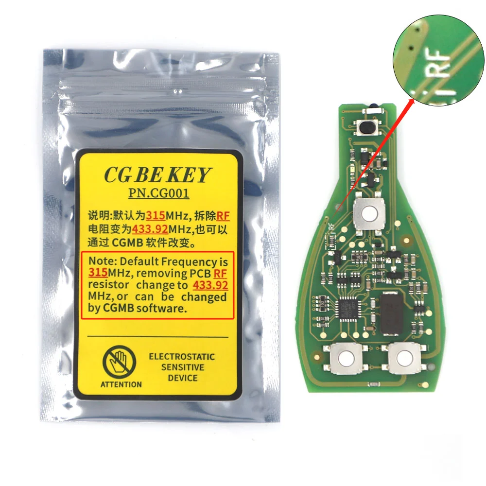 Original CGDI MB CG BE Key 315MHZ/433MHZ for Mercedes Benz Work with CGDI MB Programmer Support All FBS3 and Automatic Recovery