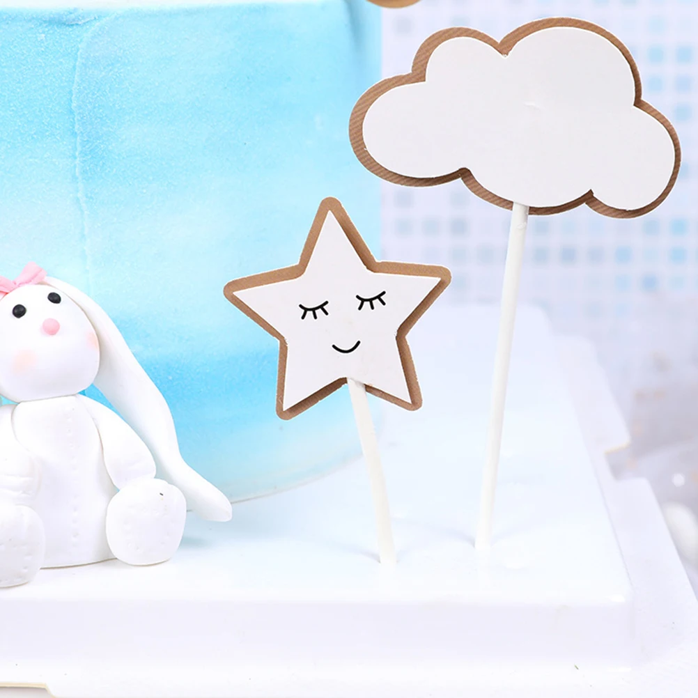 

Cake Topper For Birthday Star Cake Toppers Paper Picks Birthday Party Supplies Safe Non Tear Blue Clouds