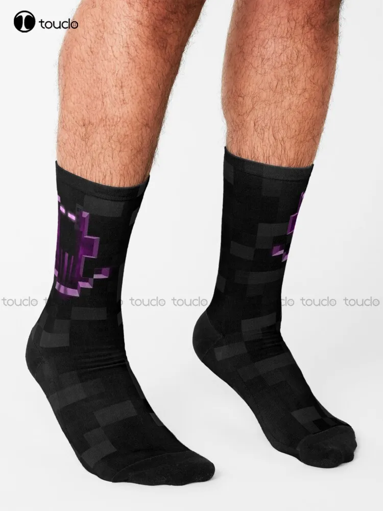 Enderman Minecrafter Enderdragon Socks Halloween Football Socks Men Street Skateboard Socks Custom Gift Street Skateboard Socks