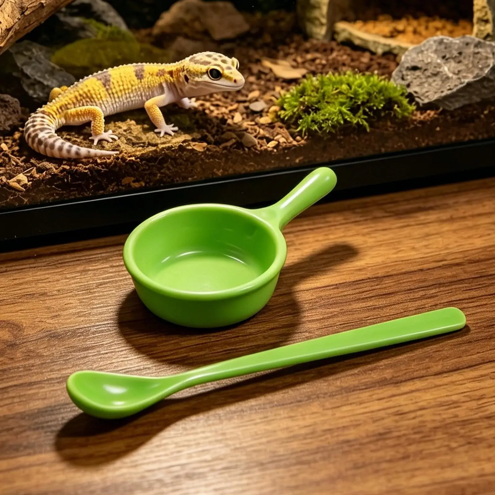 Safe Material Matched Crested Gecko Food Dish Smooth With Feeding Spoon Easy Feeding For Bearded Dragon Breeders Pet Keepers view 3