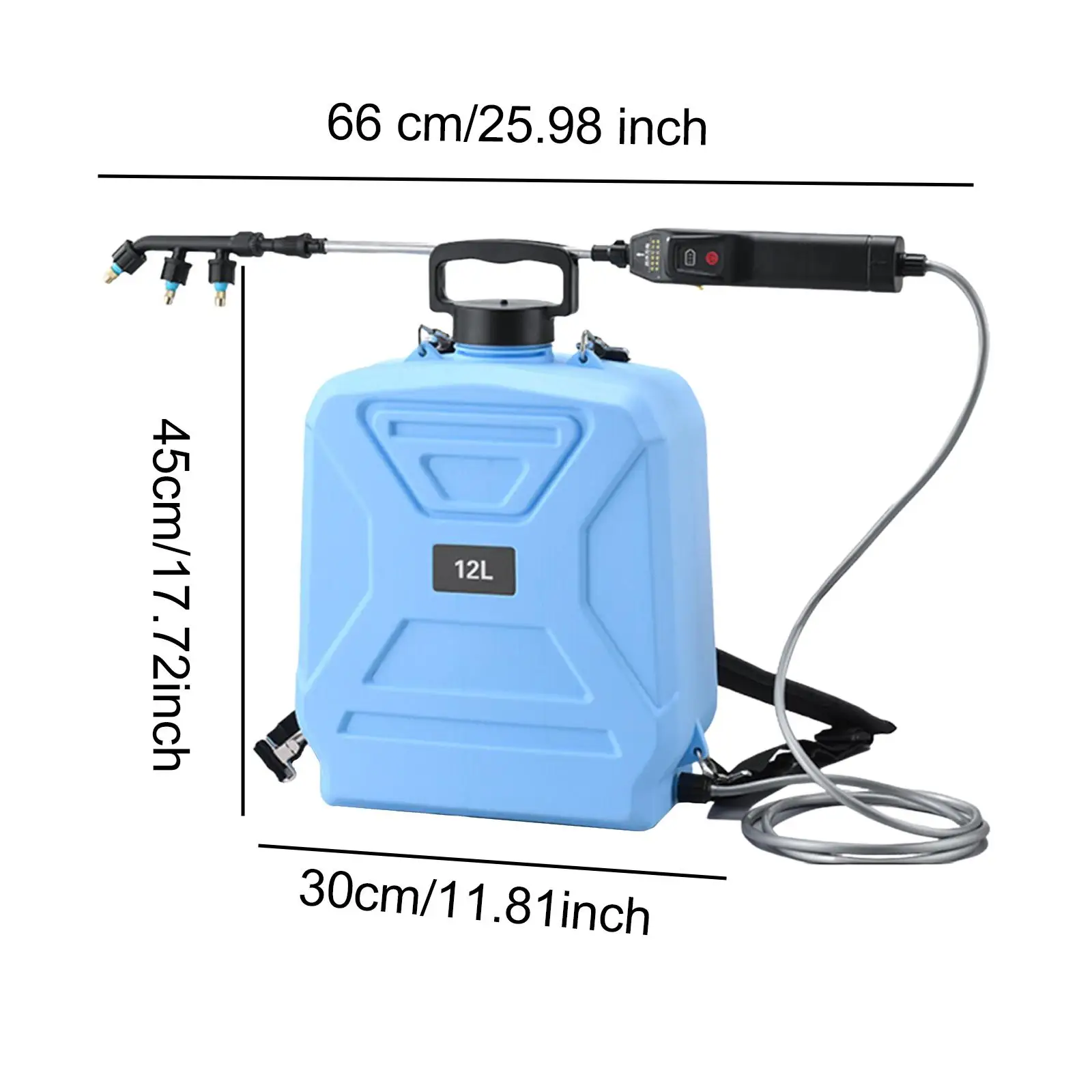 بخاخ كهربائي للحديقة سعة 12 لتر، شاشة عرض احترافية قابلة لإعادة الشحن، سرعتان رذاذ عملي لسقي الحديقة #6