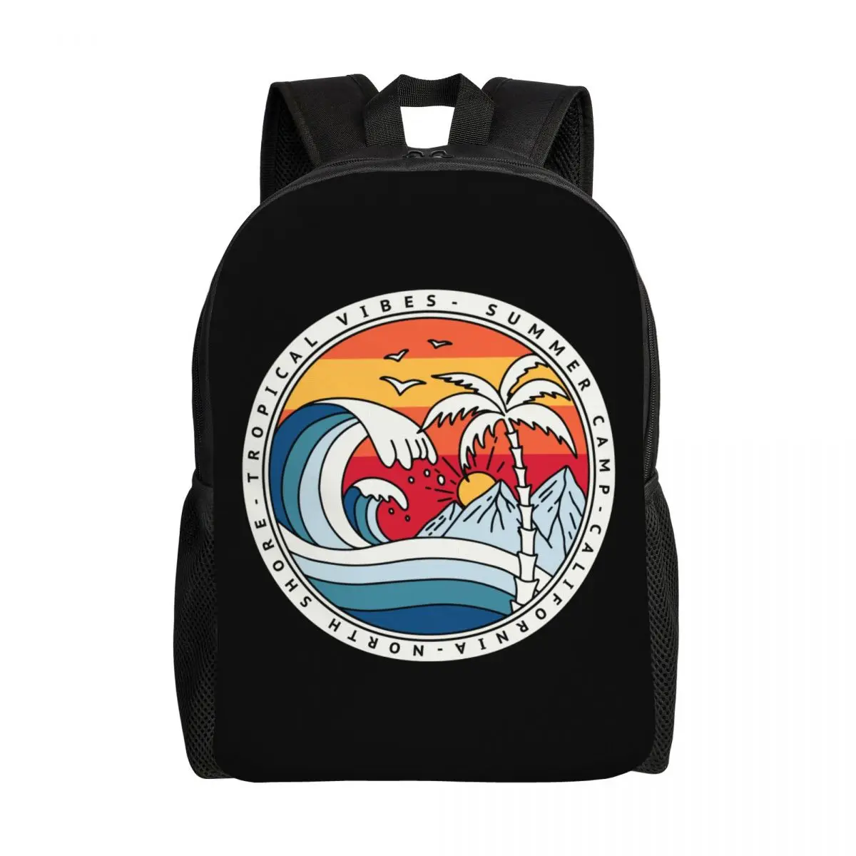 Mochila personalizada para surfear en la playa para hombre y mujer, bolsa de libros informal para la escuela, universidad, Verano