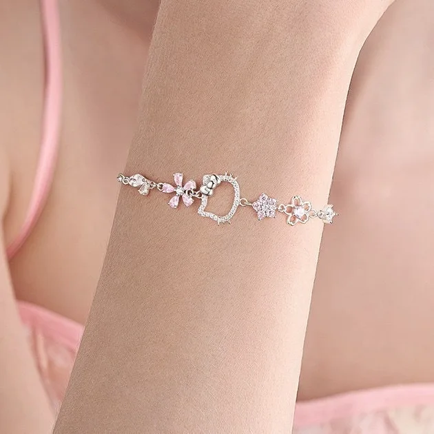 سوار Miniso اللطيف Sanrio HelloKitty الرائع Lomi للنساء ذو مظهر عالٍ وتصميم متخصص وإكسسوارات قطة كيدي الفاخرة الخفيفة