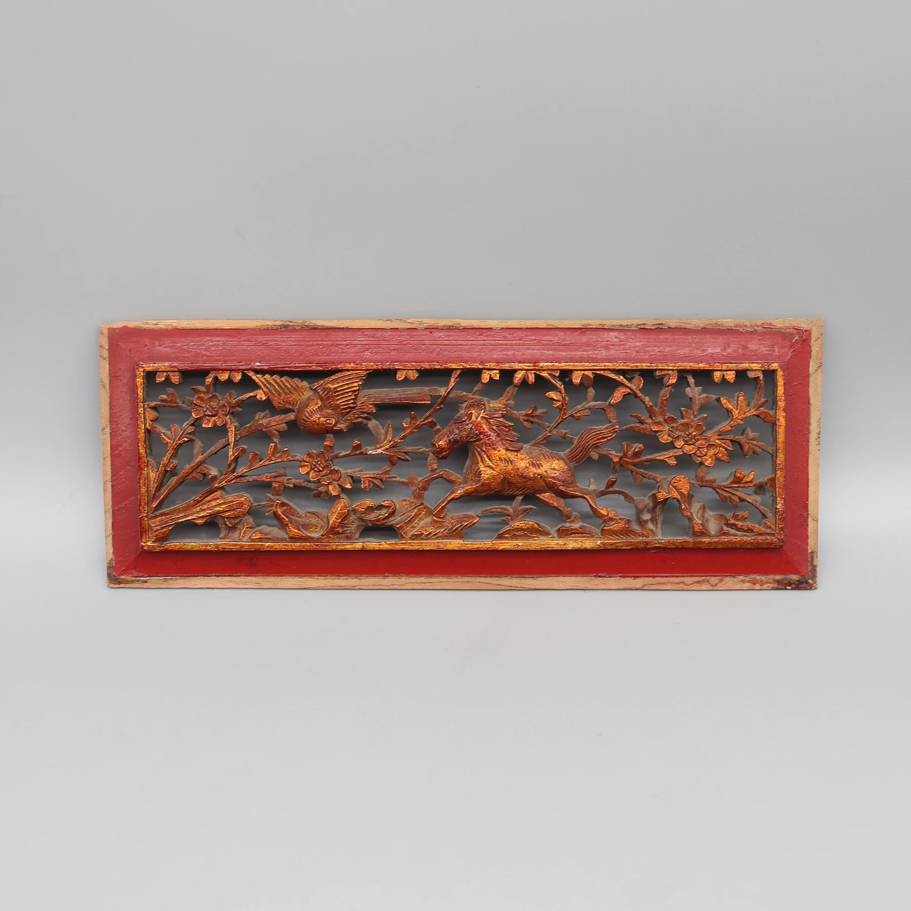 Set of 4 Old Carving Panels on Single Pieces of Wood, Wall Decoration