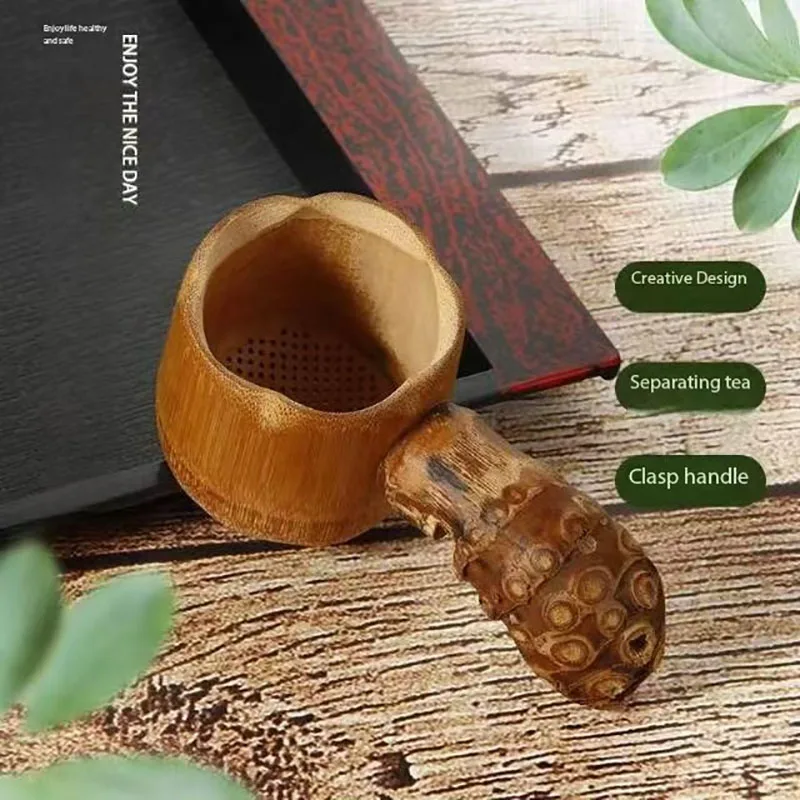 

New Bamboo Tea Filter Spoon Chinese Style Tea Set Creative Filter Practical Zen Tea Ceremony Crafts Natural Health