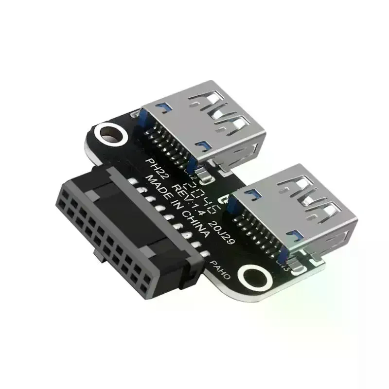 USB 3.0 19/20 Pin Socket To Dual USB 3.0 A Splitter Anti-Interference Stable Female Motherboard Adapter 1Pcs