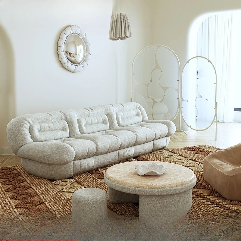 French retro cream wind cloud fabric designer medium and ancient style living room snowflake velvet straight row creative