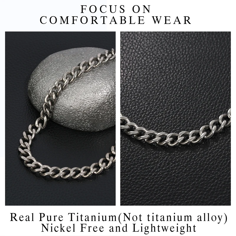 Pure Titanium Curb Chain Necklace for Men Women Hypoallergenic Light Weight Choker Fashion Jewelry