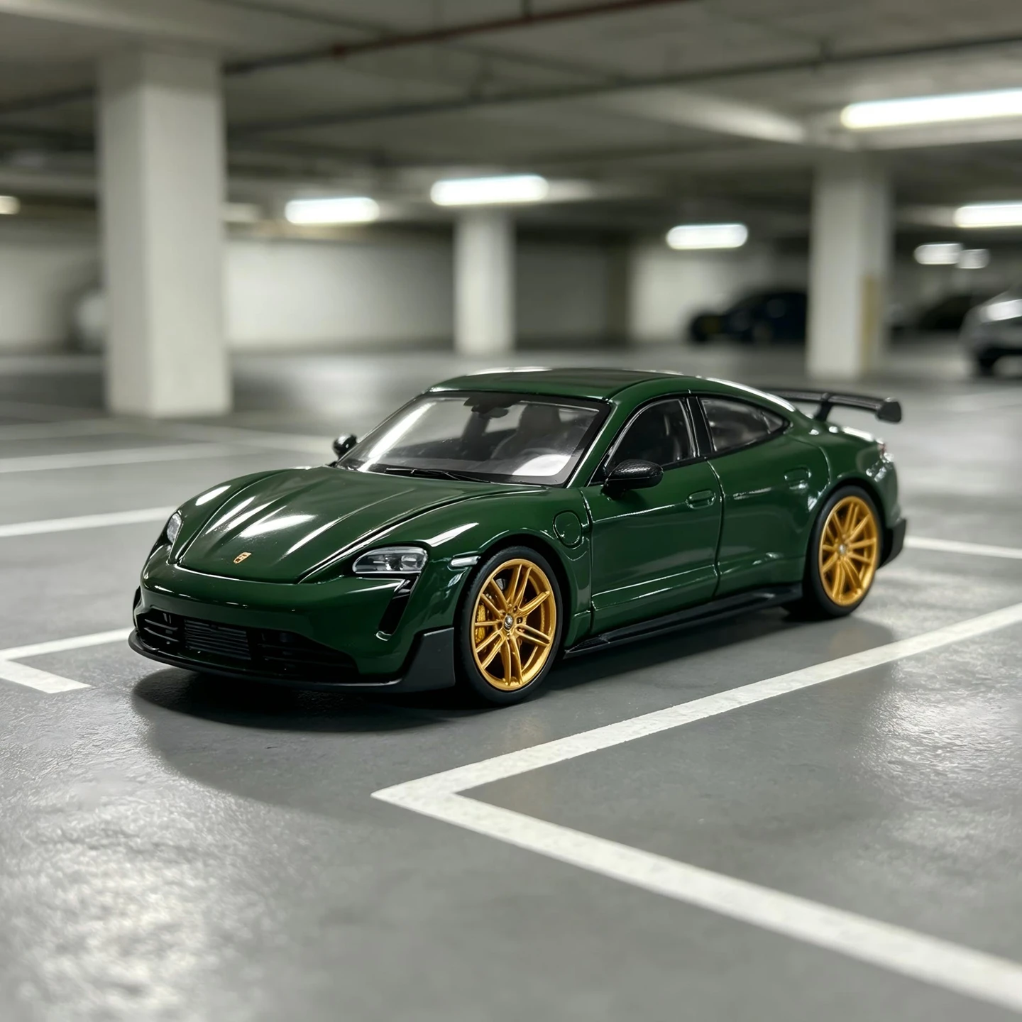 TH 1:64 simulation Porsche Taycan Turbo GT alloy car model engine hood can be opened sliding rally car model gift