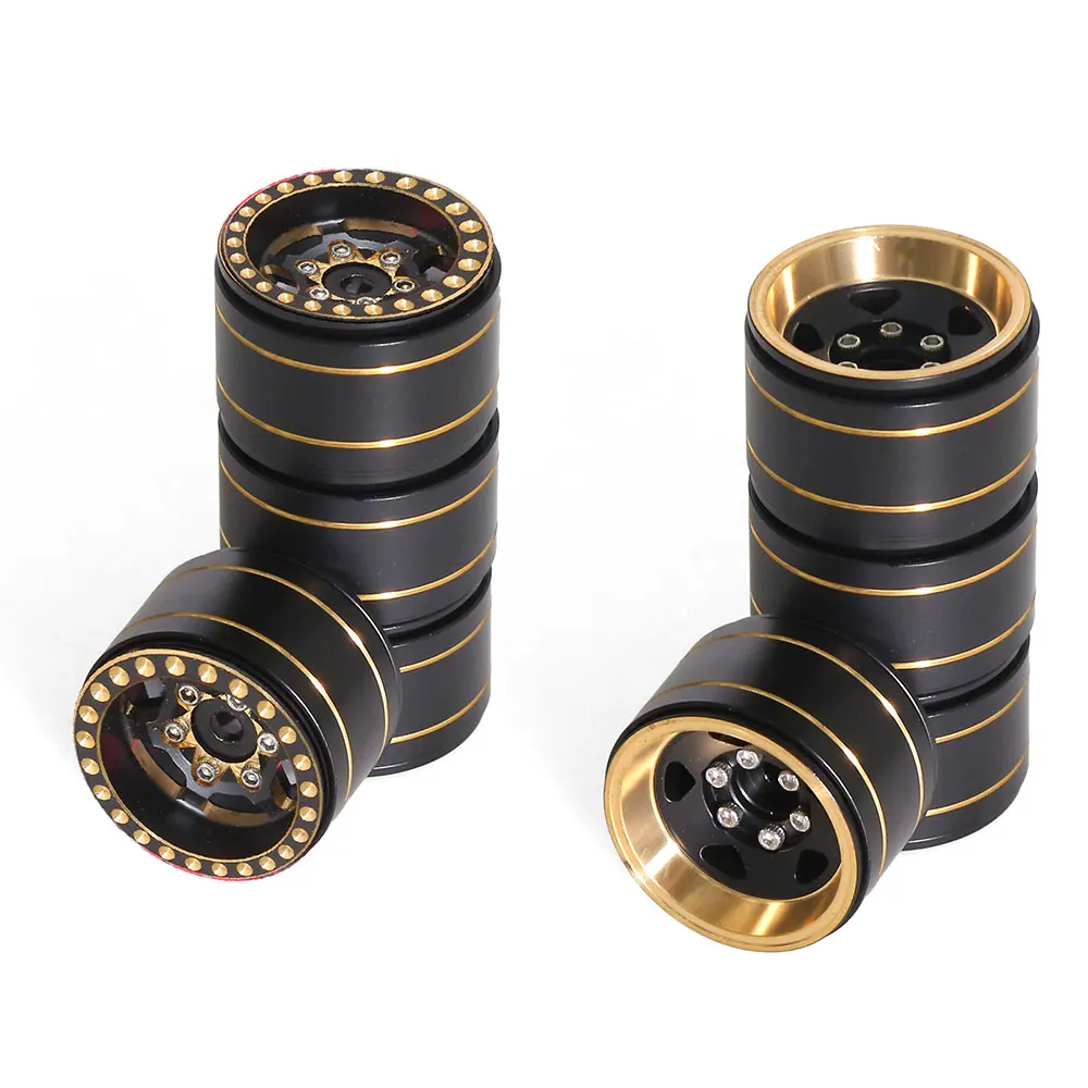 

4PCS Brass 1.0 Inch Plus Beadlock Wheel Hub Rims for RC Crawler Car Axial 1/24 SCX24 FCX24 1/18 TRX4M Upgrade Parts