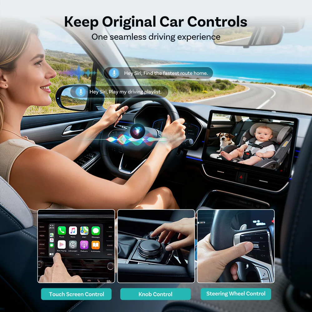 OTTOCAST Cabin Care Wireless CarPlay Adapter with Baby Monitor Camera Backseat Baby View Safer Driving Plug & Play 2026 New view 4