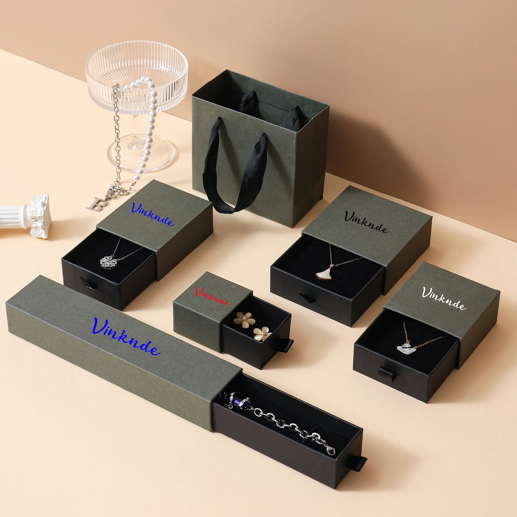 Custom Logo Travel Jewelry Organizer Boxes Small Paper Drawer Jewellry Box Mini Portable Gift for Rings Earrings Necklace Women