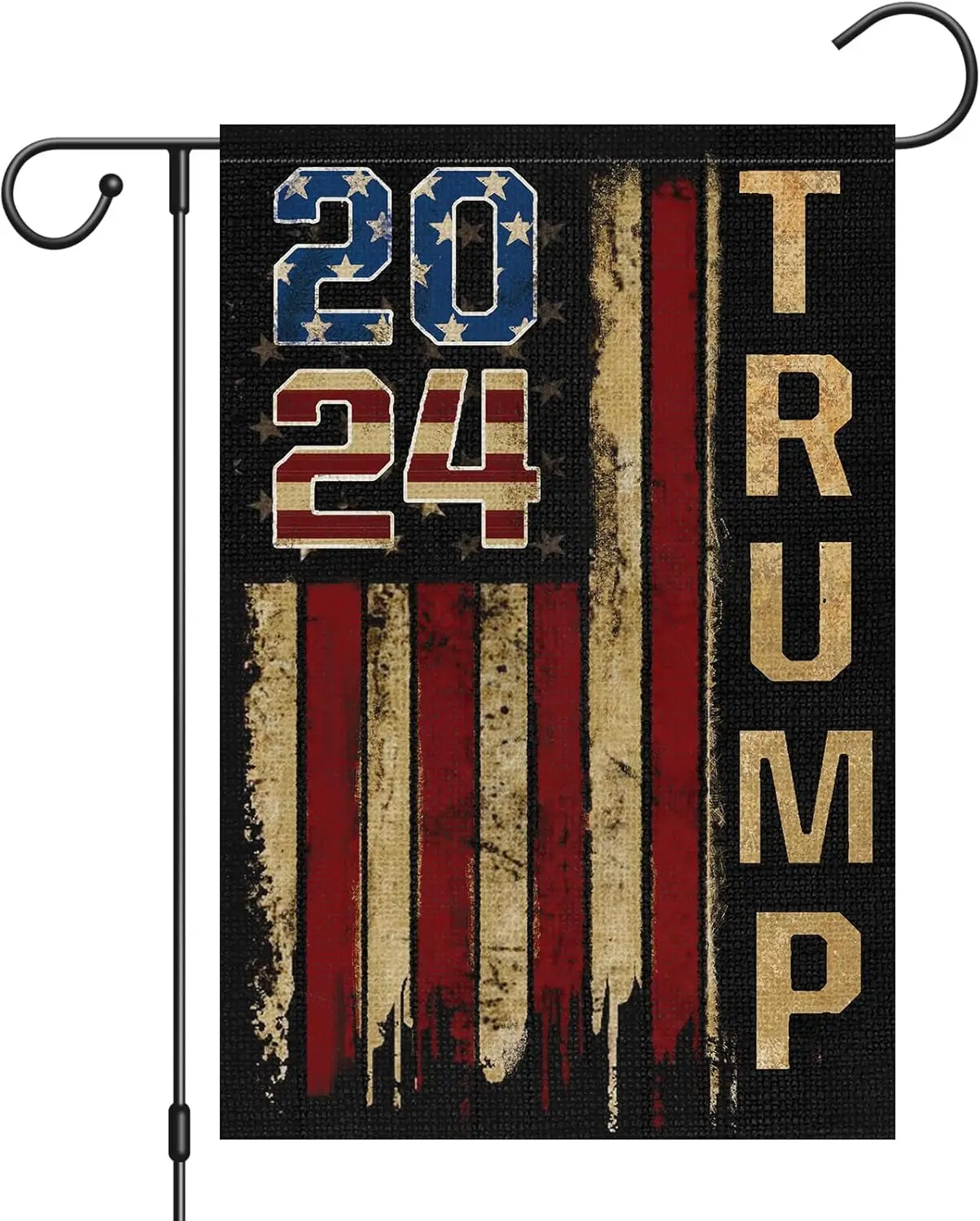 Trump 2024 Garden Flag 12 x 18 Inch Vertical Double Sided Burlap, USA Retro style Patriotic Flag American President Election Vot