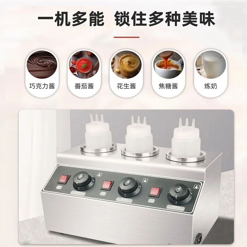 

Stainless Steel Electric Hotel Buffet Sauce Incubator Chocolate Thermos Jam Cheese Thermostat Double Bottles Warmer Dispenser