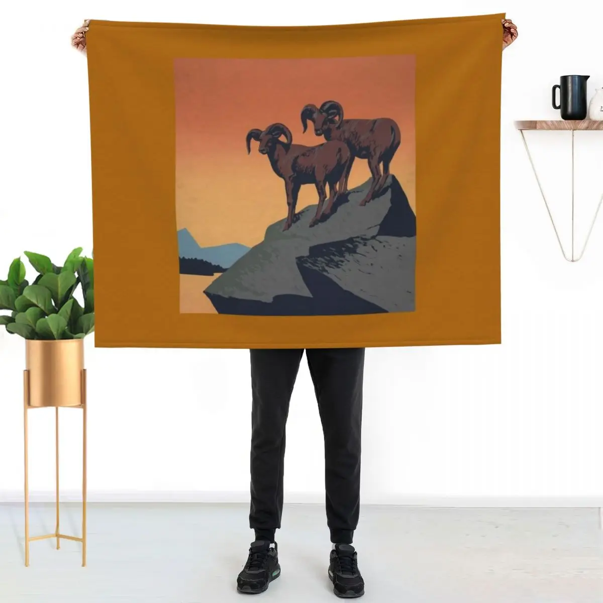 Bighorn sheep Throw Blanket Cozy Microfiber Throw Blanket for Home Bedroom
