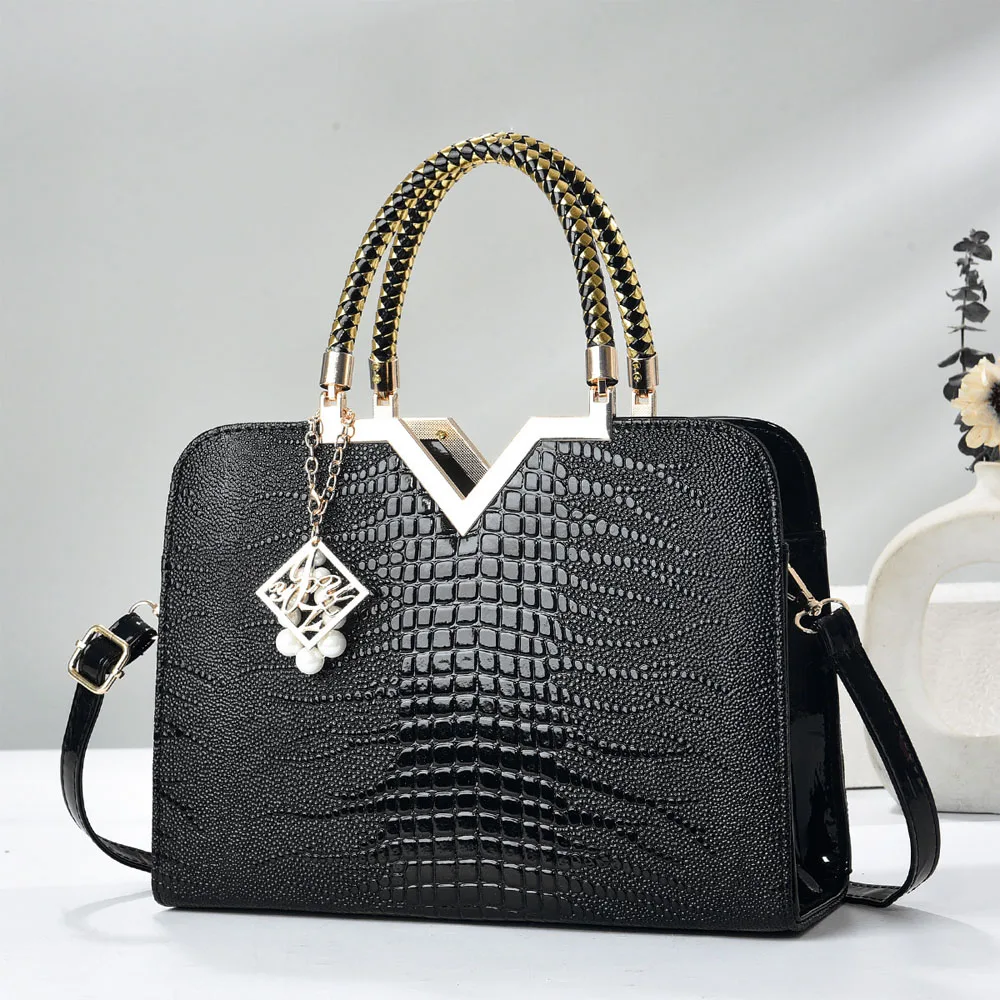 Ladies Fashionable Crocodile Pattern Handbag Large Capacity PU Leather Tote Bag High-End Trendy Single Shoulder Crossbody Bags