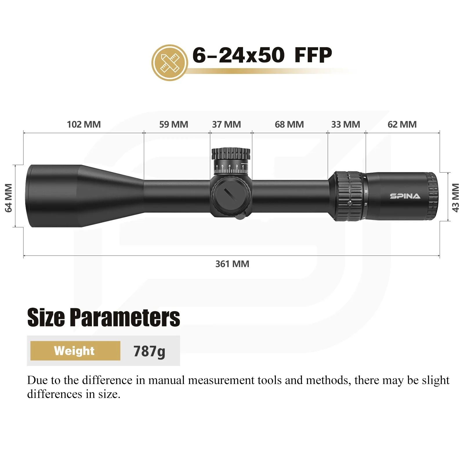 6-24x50 FFP IR FMC One Tube Waterproof Fogproof Shockproof Optics Scope Hunting Long Range