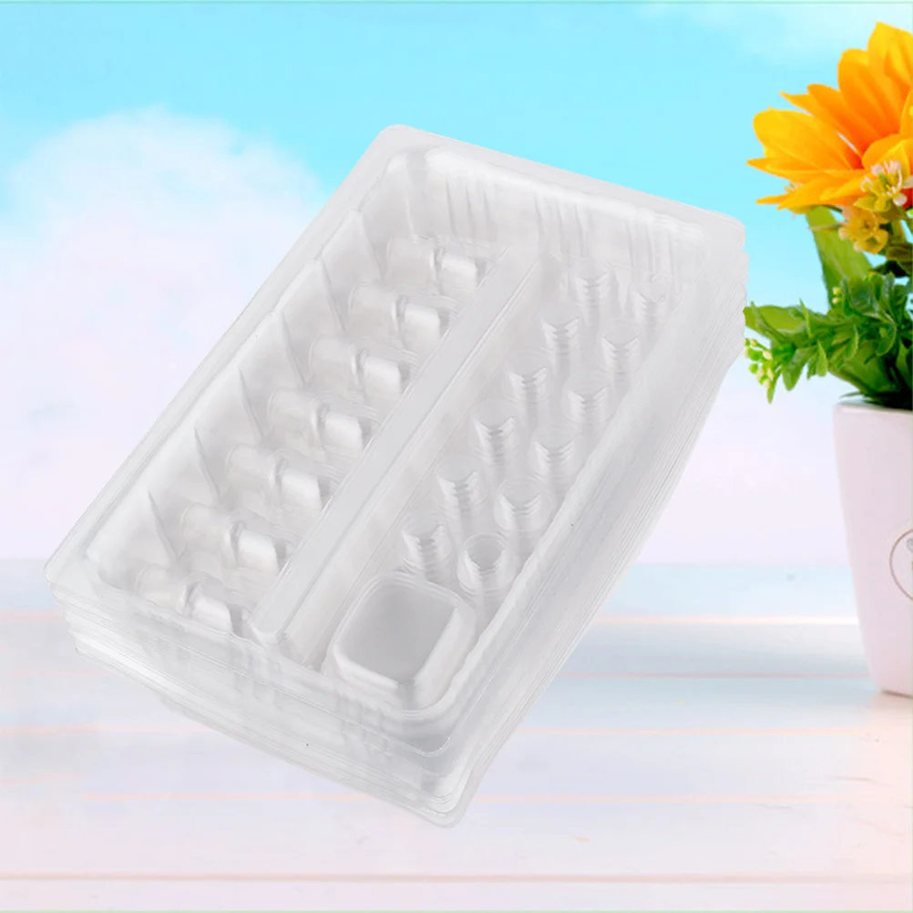 

20Pcs Tray Transparent Disposal Ink Cup Holder for Pigment Storage and Brush Drying Compact 7-Slot Container Case