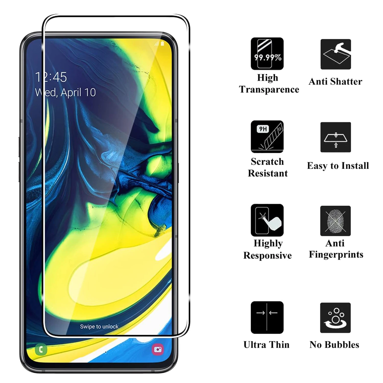 2/3/4Pcs 9H Tempered Glass For Samsung Galaxy A80 Screen Protector Glass Film