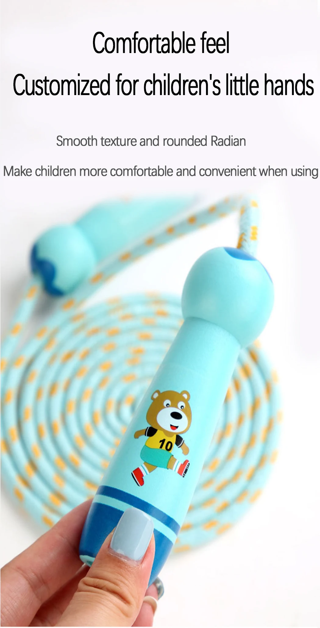 Kinder Sport Einstellbare Baumwolle Seil Seile Sport Fitness Schöne Cartoon Springen Natürlichen Holzgriff Filet Design – Detail 4