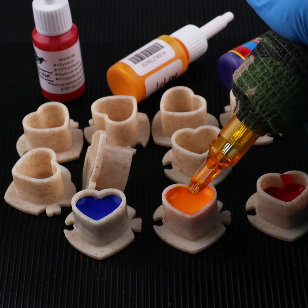 20/50/100pcs Environmentally Friendly Degradable Plastic Ink Cups Microblading Pigment Container Tattoo Supplies For Body Art