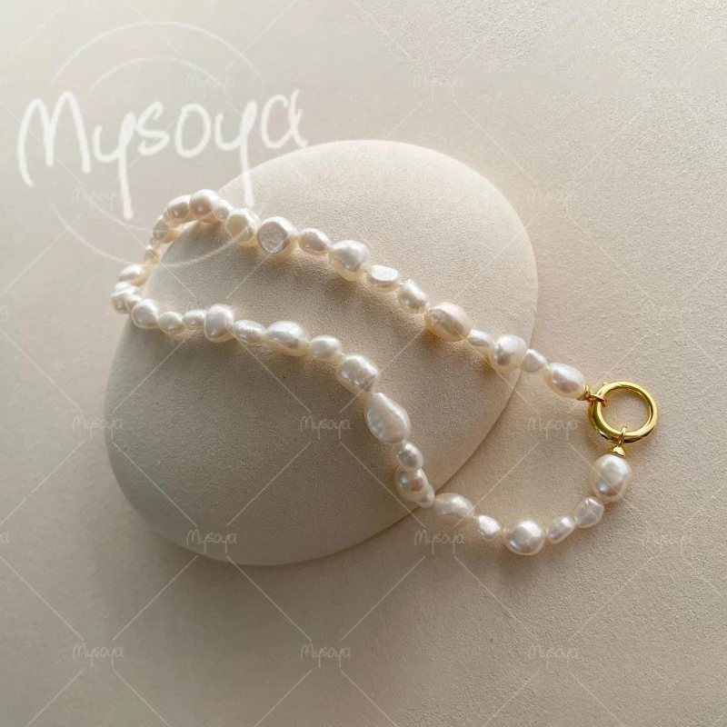 

MYSOYA 7-9mm White Baroque Pearl Necklace, Suitable for Birthday/Anniversary/Wedding/Mother's Day/Father's Day Gift A0799