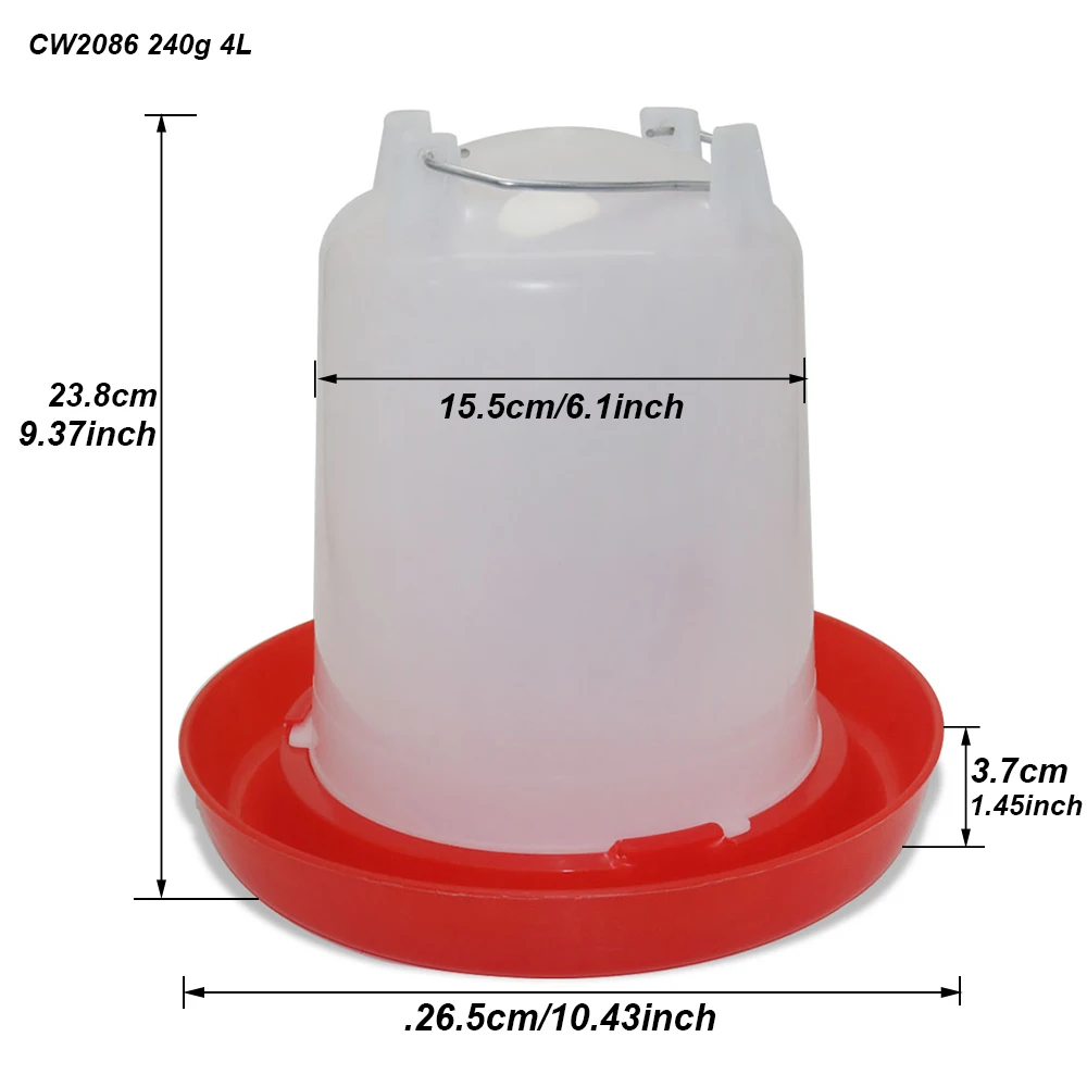 4L chicken coop water dispenser Chicken water dispenser Water discharge with switch Poultry plastic drinking bucket