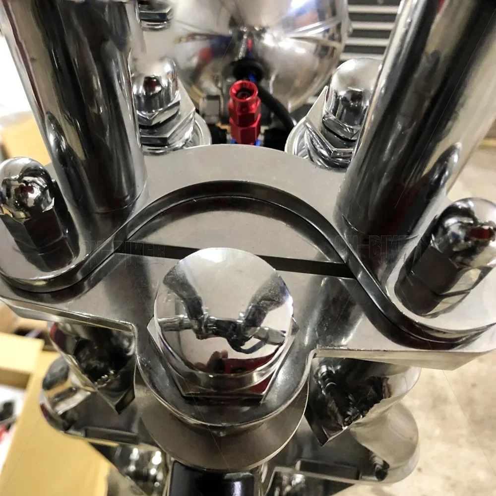 For Harley Bobber Chopper Cafe Racer Motorcycle Springer Handlebar Tree Adapter Top Clamp 4.75' To 3.5' Riser