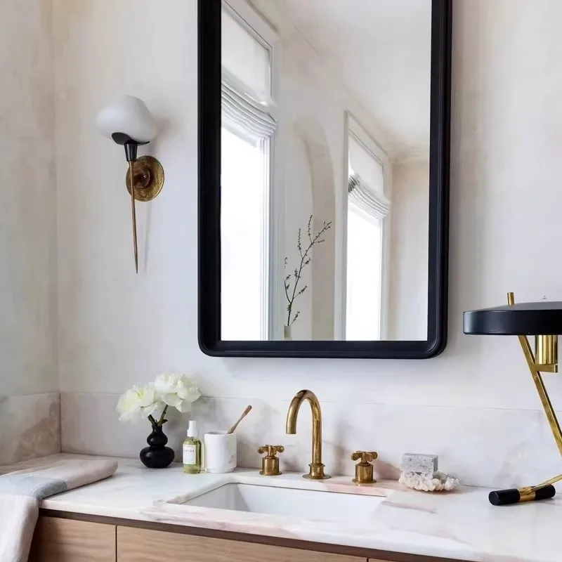 Hotel Bathroom Customized Size Lighting Wall-Mounted Rectangular Dressing Mirror High-Definition Explosion-Proof Mirror Surface