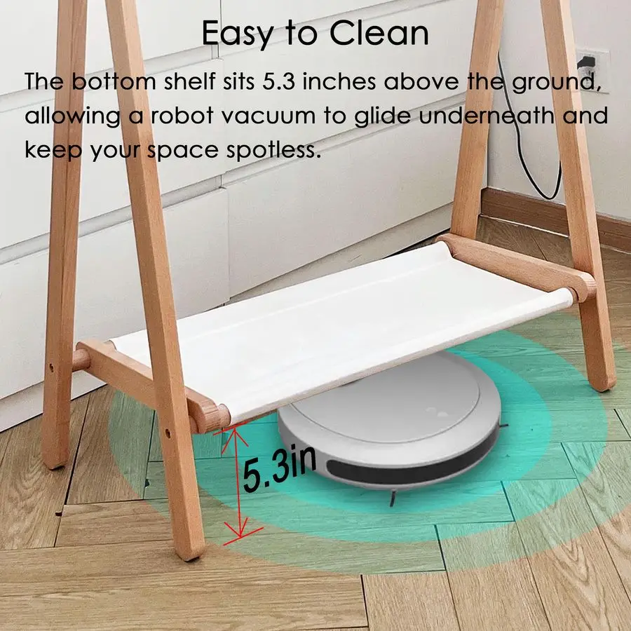 Dress up Rack, Child Garment Rack, Kids Clothing Rack with Storage Shelf Natural Beech, 29.5 L x 14.5 W x 40 H