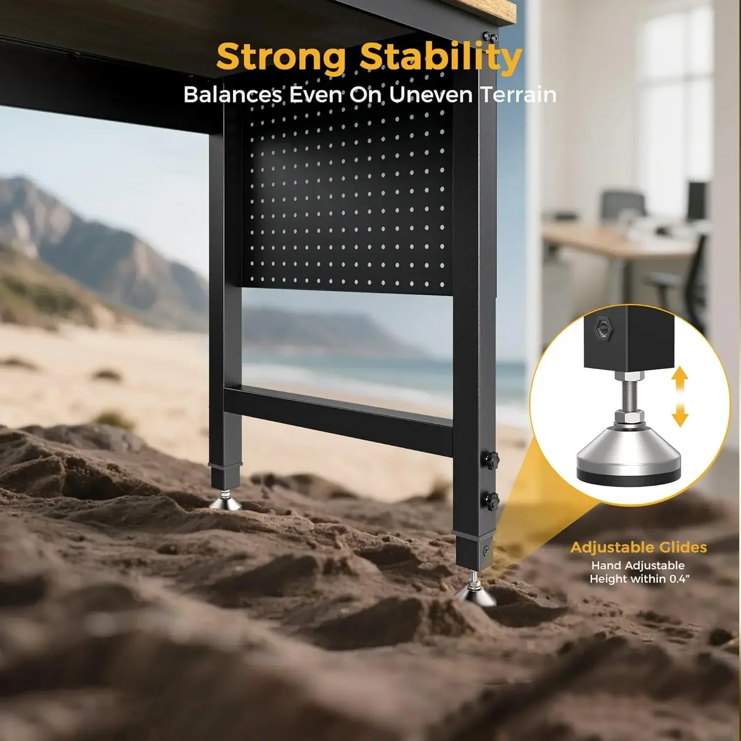 [Limited Time Offer, Clearance!]48" Adjustable Heavy Duty Workbench, 2000 LBS Load Capacity Rubber Wood Work Table with Pegboard