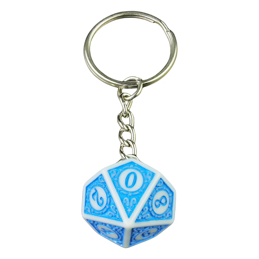 3D Dice Keychain D10(0-9) Handbag Pendant Keyring for Game Lovers