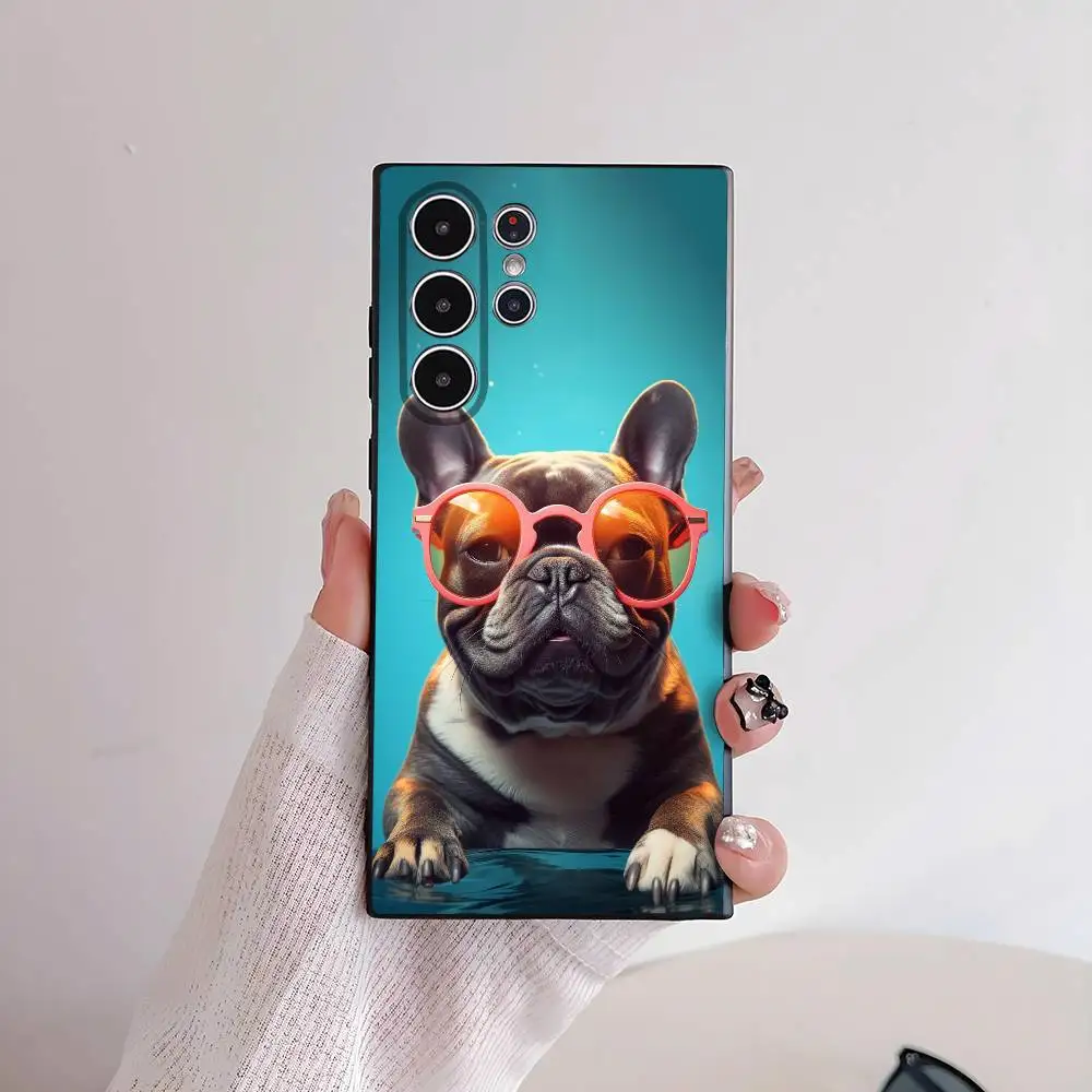 フレンチブルドッグ柄スマホケース Sシリーズ S21 S22 S23 S24 S25 FE Plus Ultra対応 TPU素材 肌に優しいソフトケース